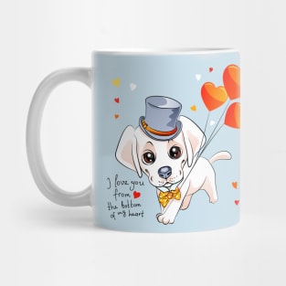 puppy Labrador Retriever dog and red hearts Mug